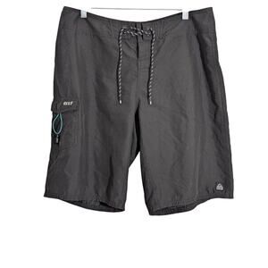 Reef Life's Short Go Surfing Black Cargo Board Shorts Men's Size 34